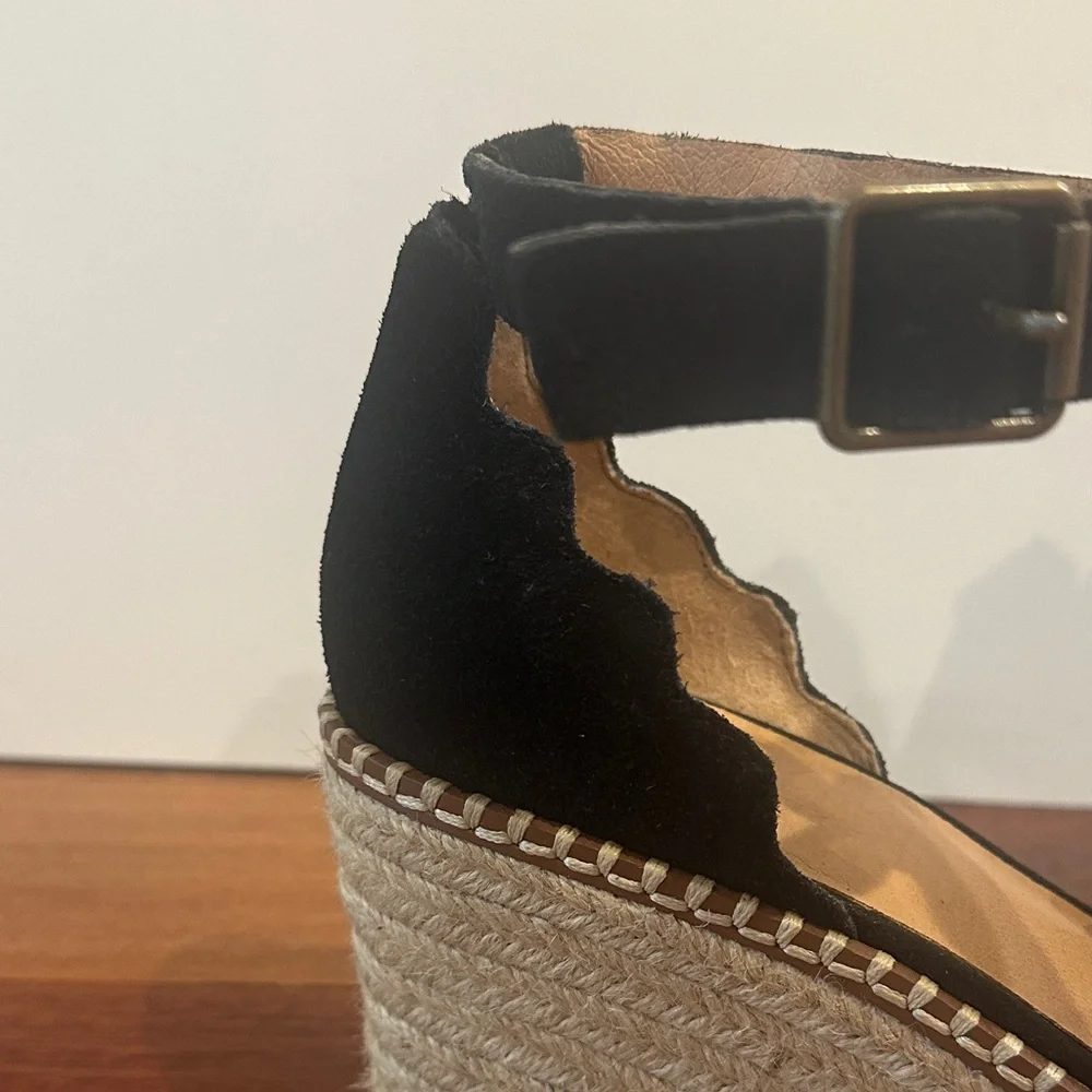 Black Espadrille Wedge Sandals